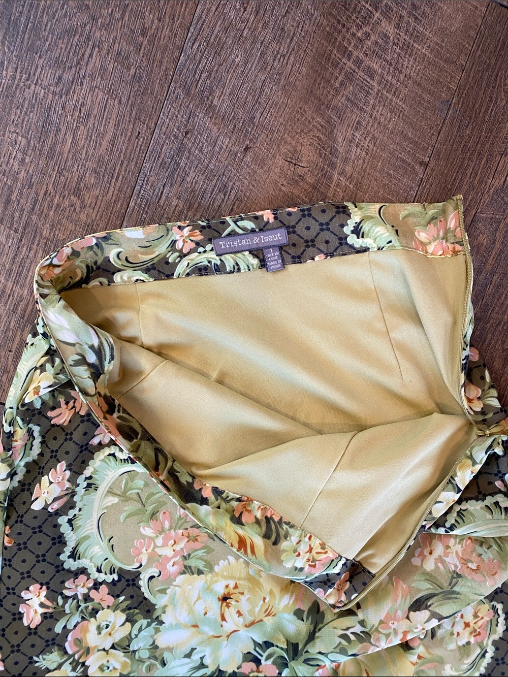 Floral Green Tiered Midi Skirt - Green - Picture 3 of 8